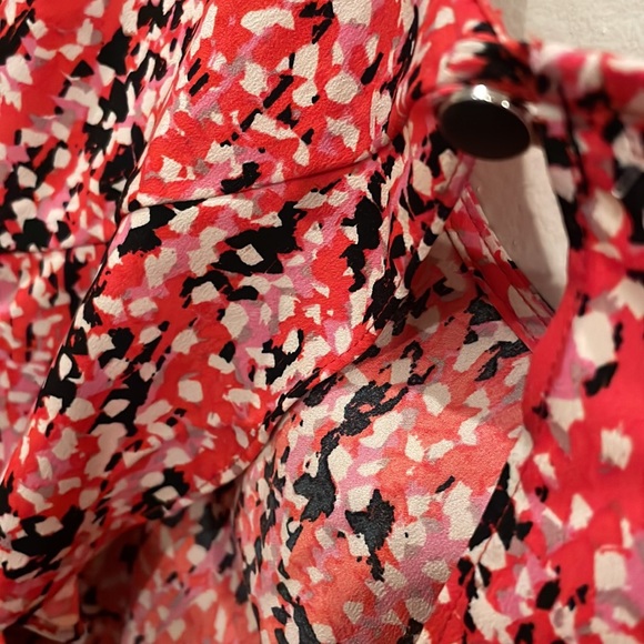 TopShop Red Floral Dress Open Back Abstract Geometric Print Short Sleeve E-waist - Picture 8 of 8